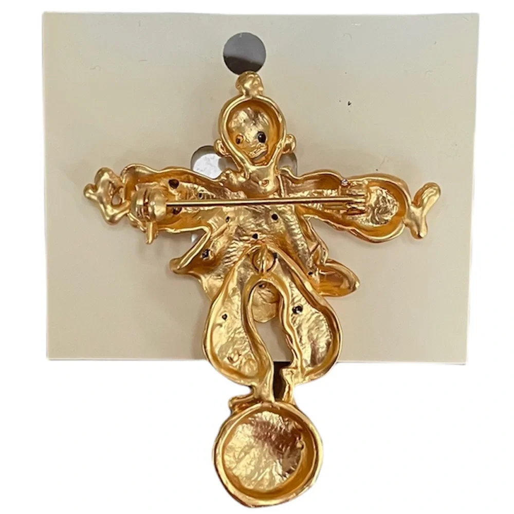 Luxury Brooch Clown Pin Whimsical Sparkling Diamonds Sparkly Crystal Rhinestones